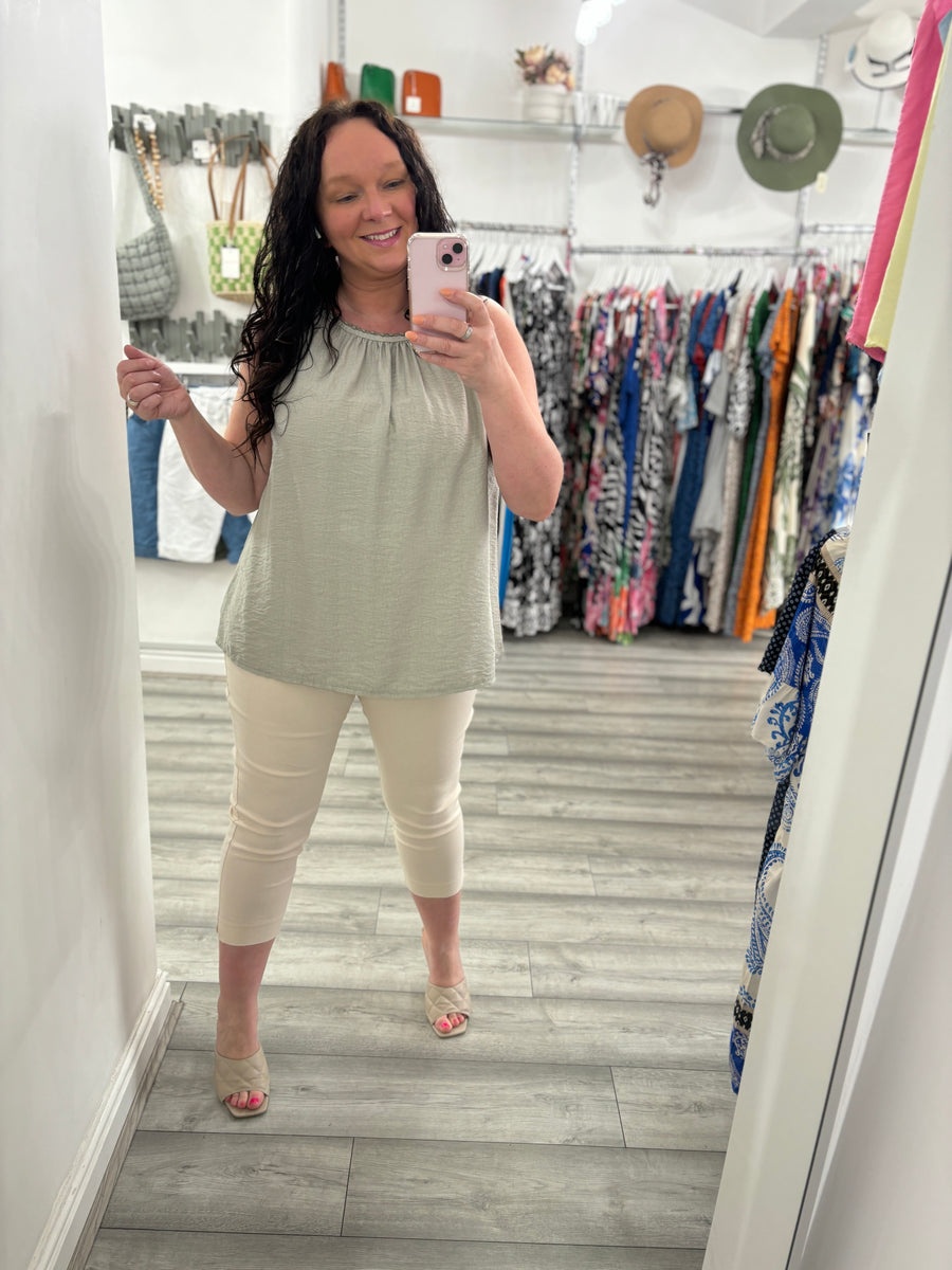 Sydney Cami Olive White Wall Clothing Company