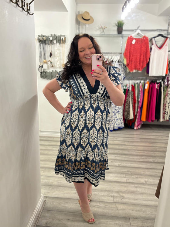 Mila Midi Dress- Navy