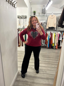  Chelsea Hooded Top- Wine Red