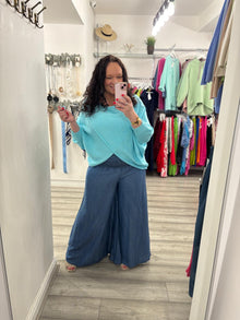  Popi Palazzo Pants- Denim Blue