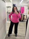 Stella Knit V-Neck- Bubble Gum