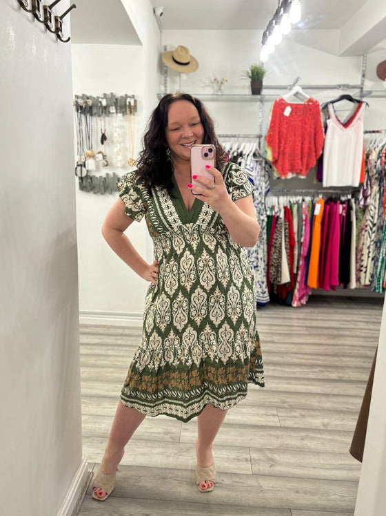 Mila Midi Dress- Khaki