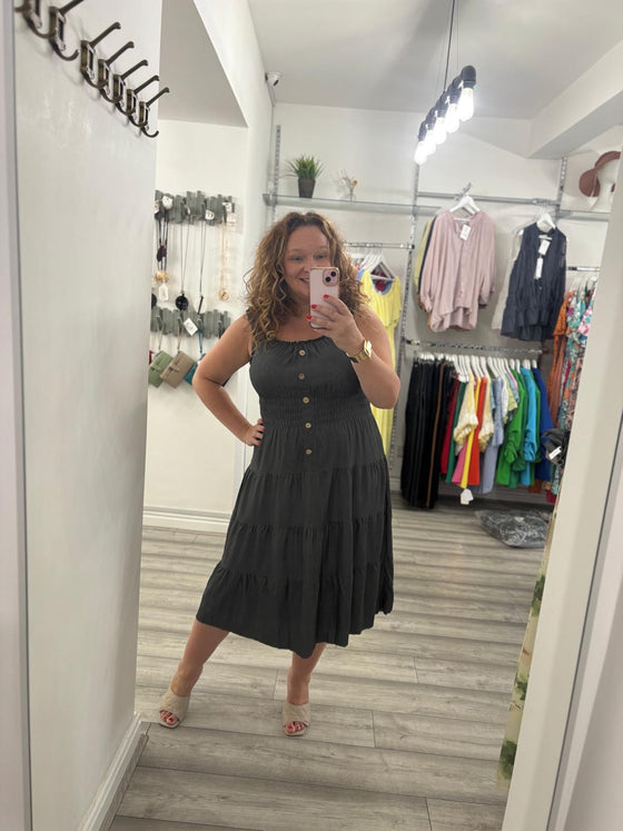Morgan Midi Dress- Charcoal
