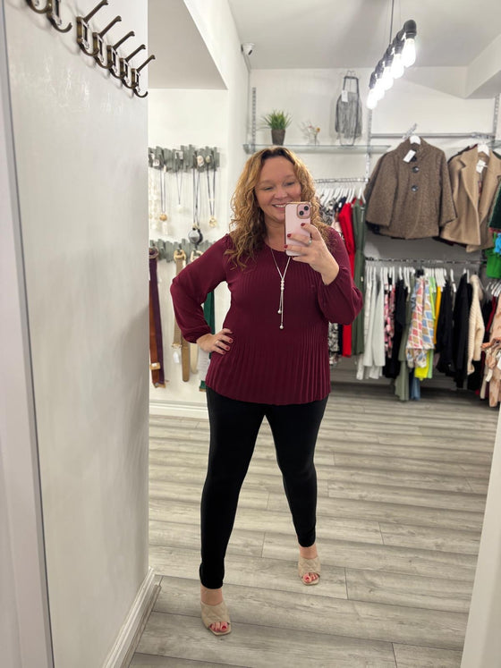 Demi Necklace Top- Wine Red