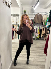  Phoenix Sequin Top- Chocolate