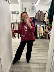  Reagan Hooded Top- Wine Red