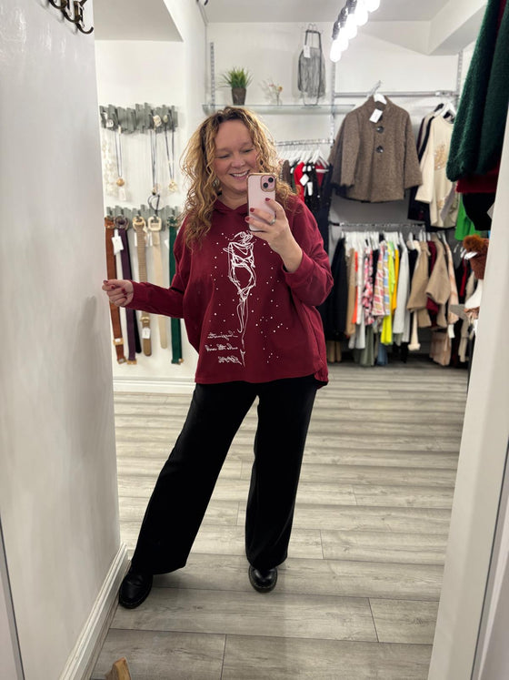 Reagan Hooded Top- Wine Red