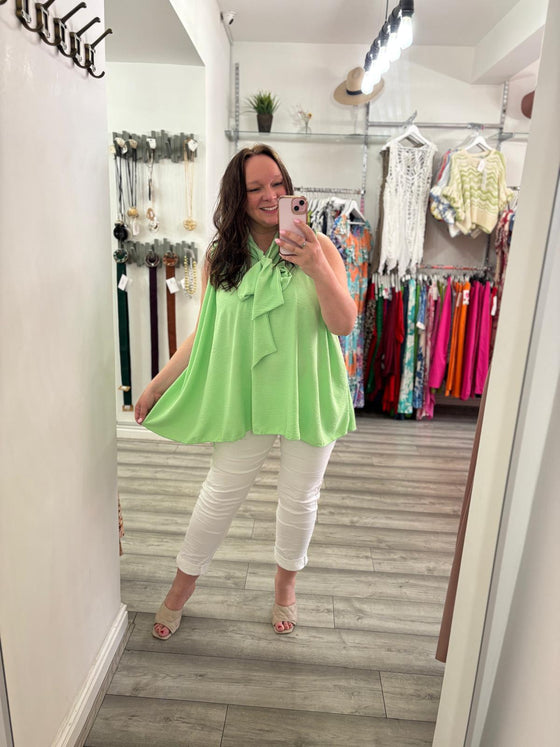 Amory Tie Top- Apple Green