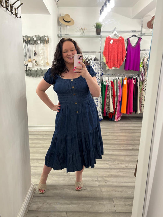 Sutton Midi Dress- Dark Denim