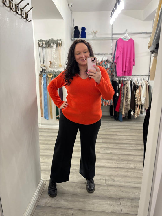 Stella Knit V-Neck- Orange