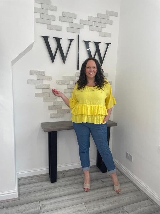 Byron Frill Top- Yellow- sale item no return